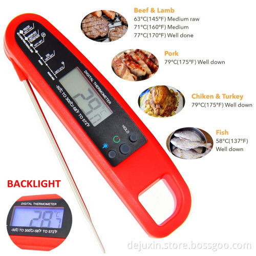 2016 Waterproof folding probe digital bbq thermometer with backlight
